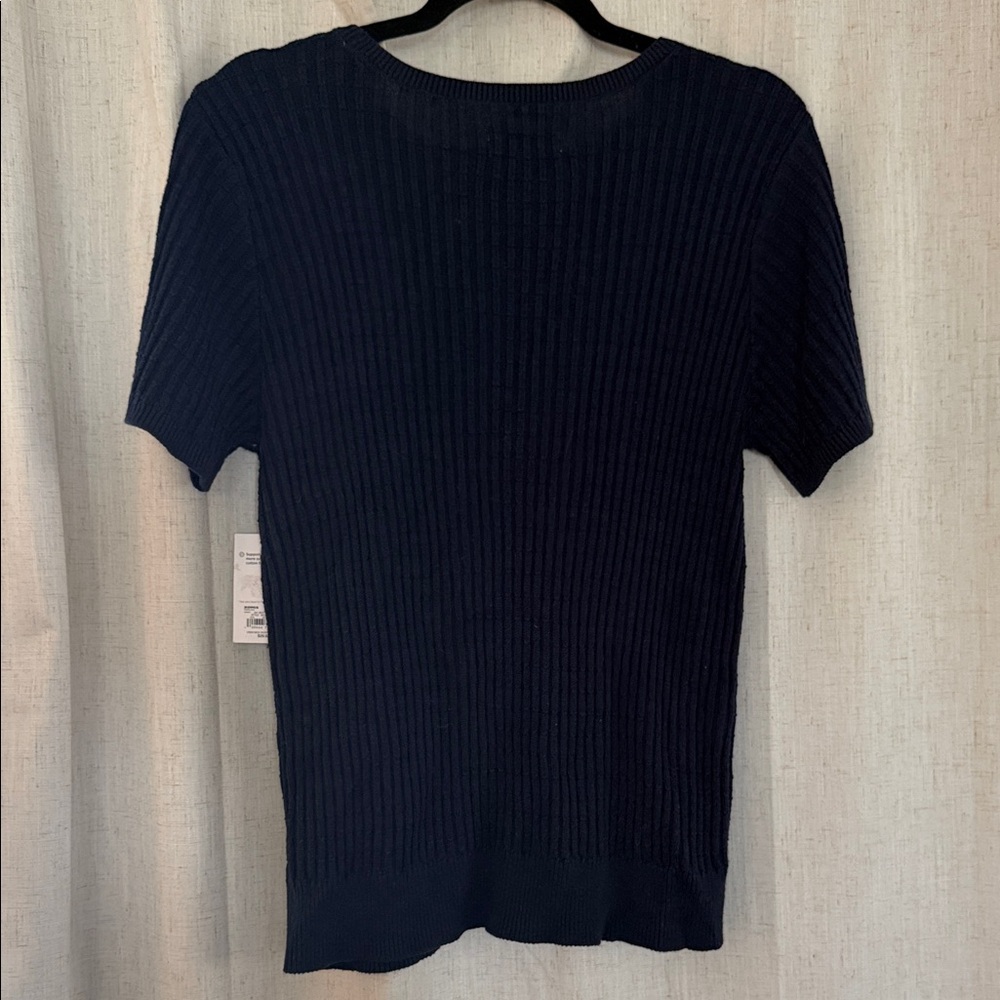 Croft & Barrow Short-Sleeve Ribbed Knit Top - Navy - Picture 4 of 4